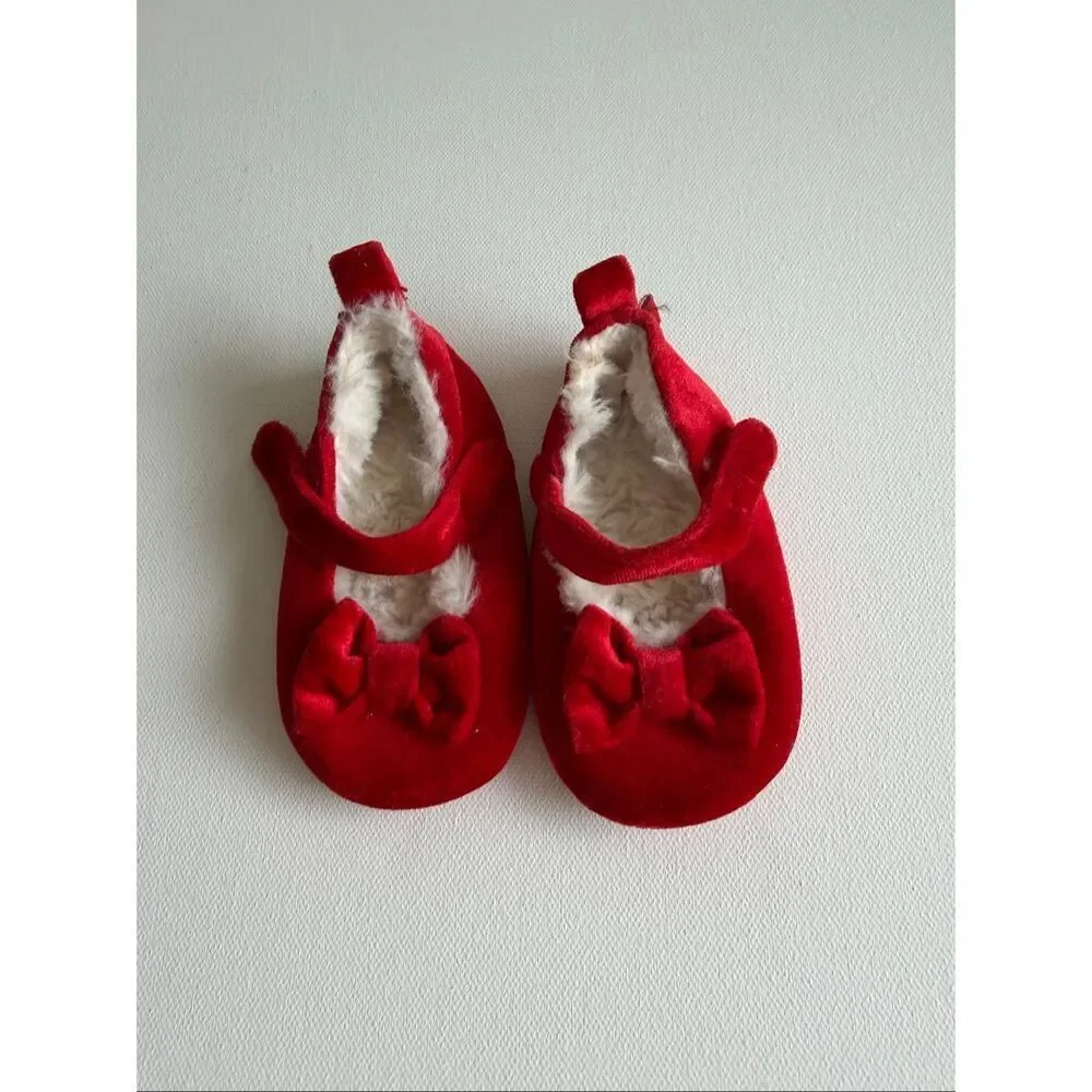 Skechers Baby Girls Bow Velvet Ballet Flats - Red size 2